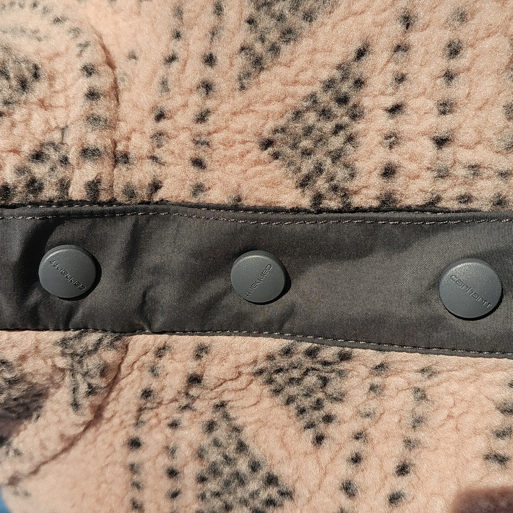 Carhartt Relaxed Fit Fleece Jacket Women's Size Xs0-2Warm Taupe Geo Aztec Snap - Picture 4 of 7